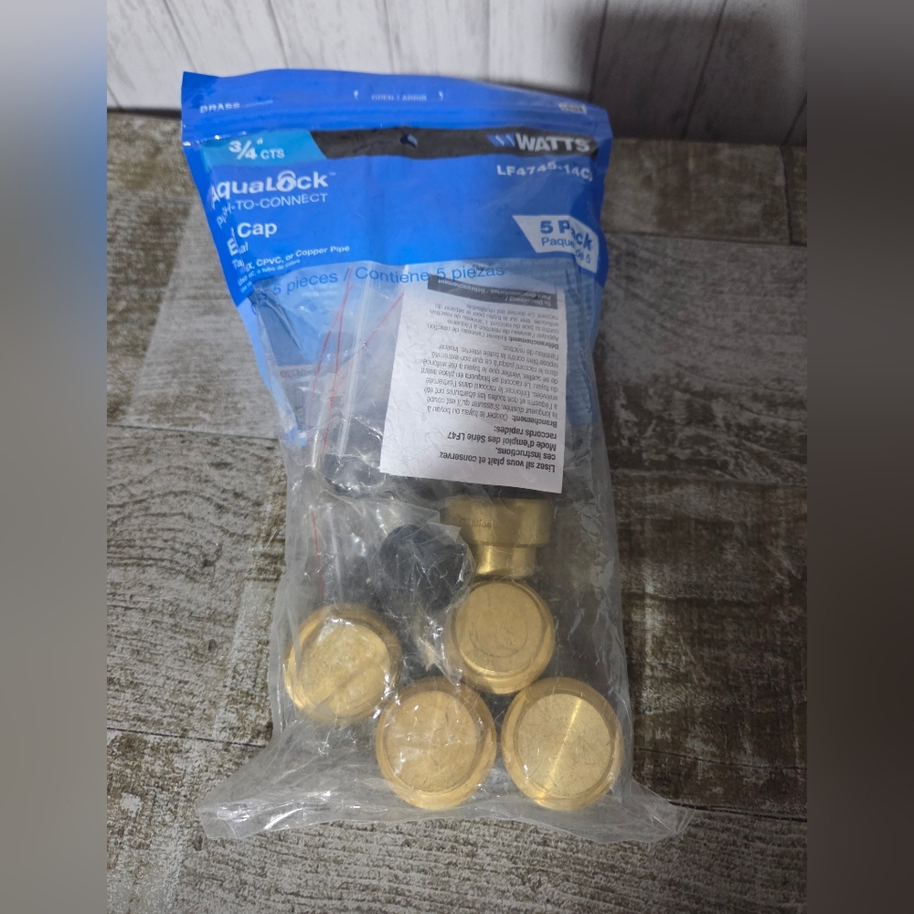 Watts® AquaLock™ 3/4" Push to Connect Lead-Free Brass Cap - PROPACK of 5